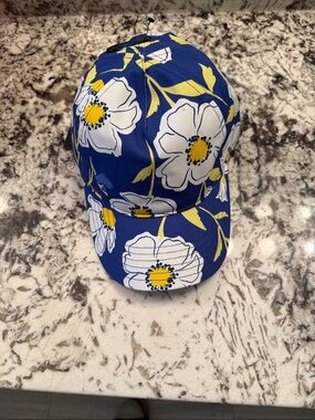 kate spade Blue Floral Baseball Cap ..wild blue iris ..nwt ..o/s